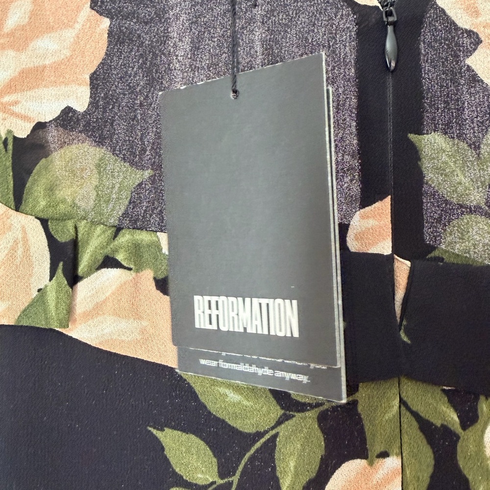 Reformation Black Long-Sleeve Dress with Blush Rose Print - Picture 3 of 5